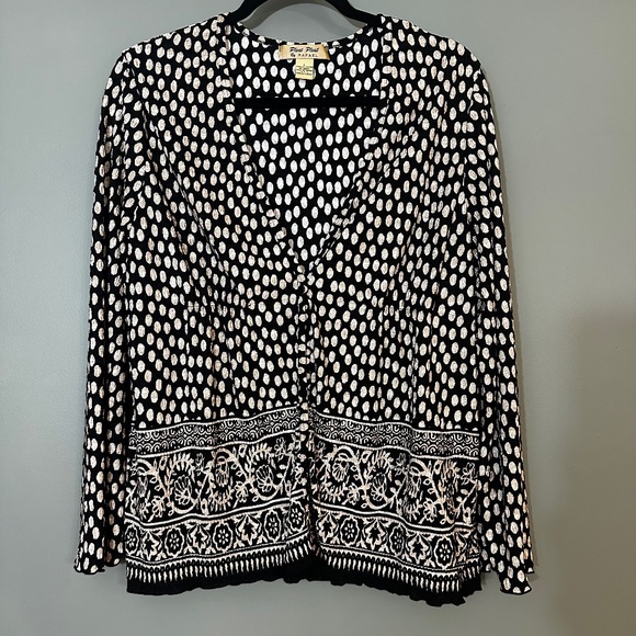 Vintage Pokla Dot Blouse - Black and Cream - Size L - Picture 1 of 4